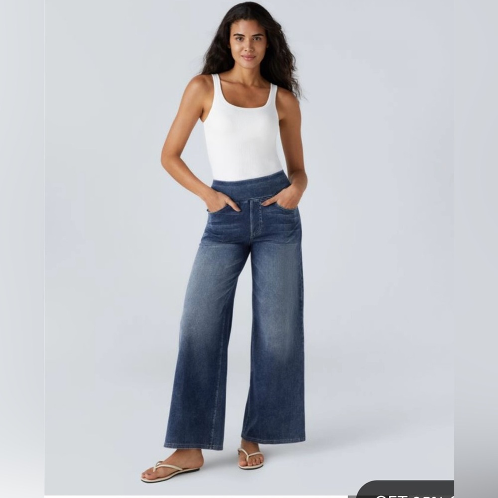 Halara Wide-Leg Blue Jeans